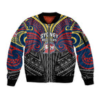 Custom Sydney Roosters Sleeve Zip Bomber Jacket Roosters Warrior Polynesia Islander Rugby Mascot