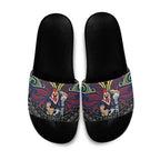 Custom Sydney Roosters Slide Sandals Roosters Warrior Polynesia Islander Rugby Mascot