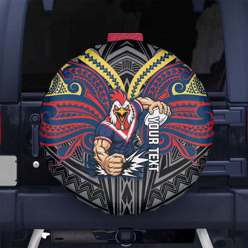 Custom Sydney Roosters Spare Tire Cover Roosters Warrior Polynesia Islander Rugby Mascot