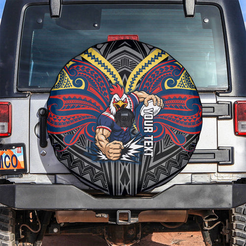 Custom Sydney Roosters Spare Tire Cover Roosters Warrior Polynesia Islander Rugby Mascot