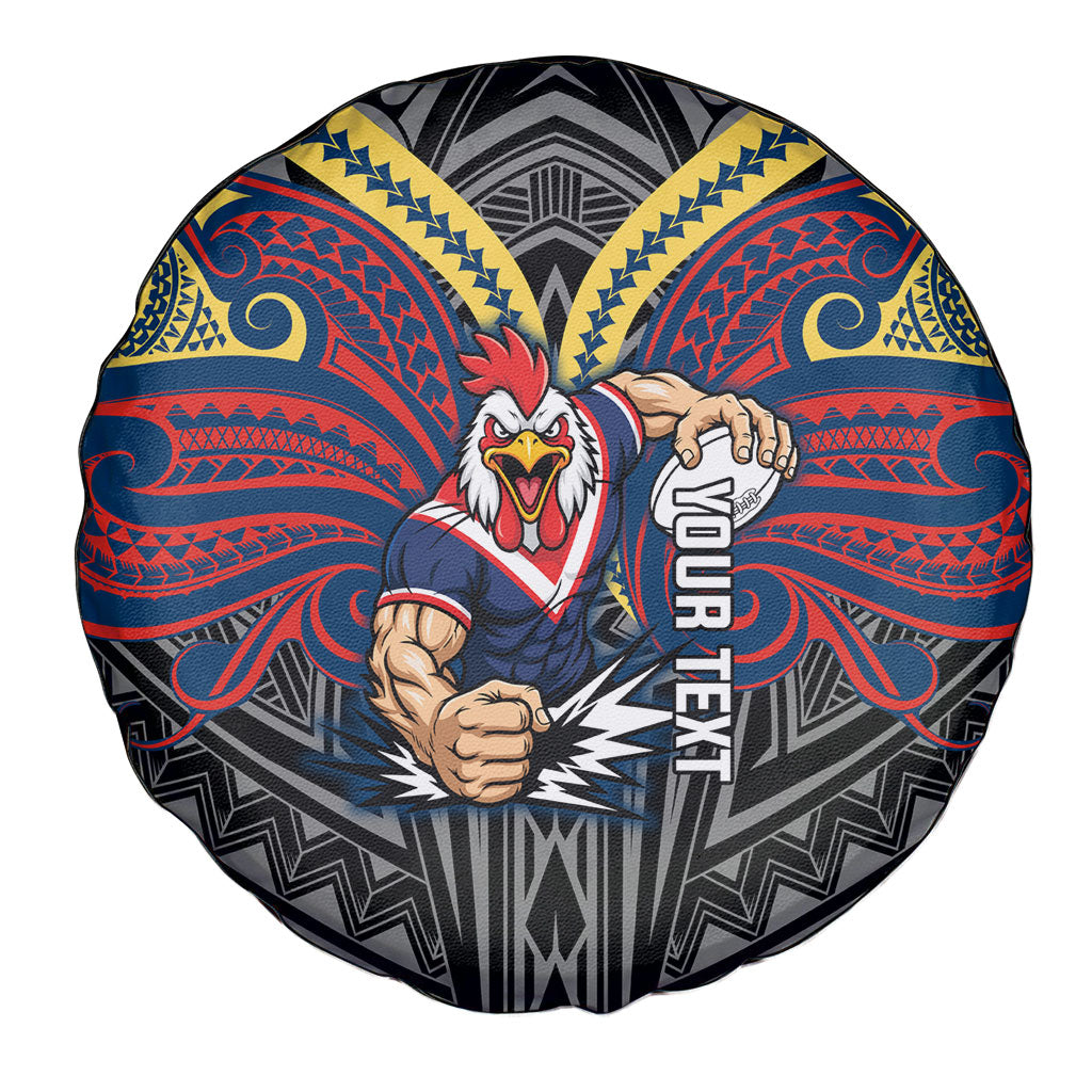 Custom Sydney Roosters Spare Tire Cover Roosters Warrior Polynesia Islander Rugby Mascot