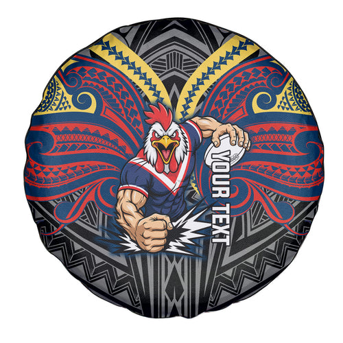 Custom Sydney Roosters Spare Tire Cover Roosters Warrior Polynesia Islander Rugby Mascot