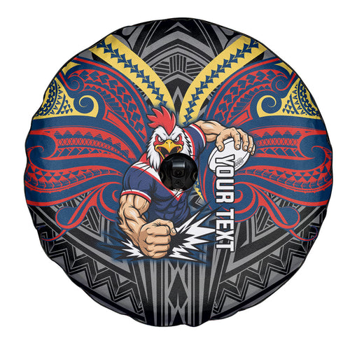 Custom Sydney Roosters Spare Tire Cover Roosters Warrior Polynesia Islander Rugby Mascot