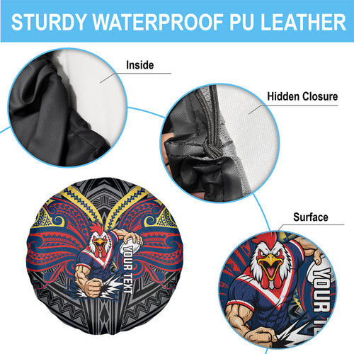 Custom Sydney Roosters Spare Tire Cover Roosters Warrior Polynesia Islander Rugby Mascot