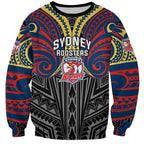 Custom Sydney Roosters Sweatshirt Roosters Warrior Polynesia Islander Rugby Mascot
