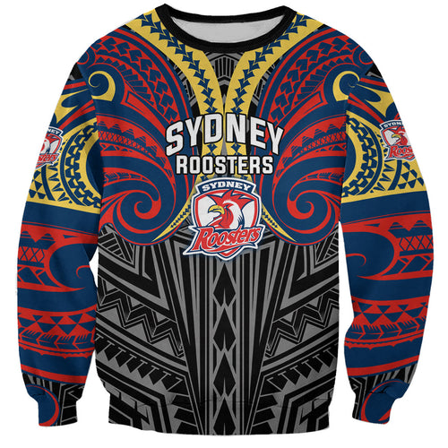 Custom Sydney Roosters Sweatshirt Roosters Warrior Polynesia Islander Rugby Mascot