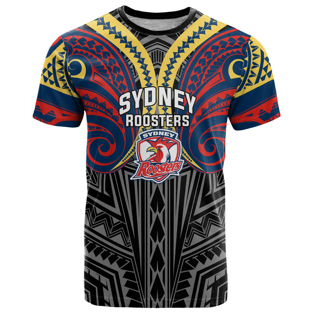 Custom Sydney Roosters T Shirt Roosters Warrior Polynesia Islander Rugby Mascot