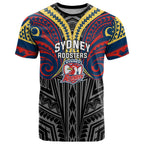 Custom Sydney Roosters T Shirt Roosters Warrior Polynesia Islander Rugby Mascot