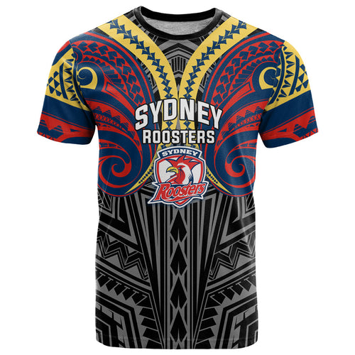 Custom Sydney Roosters T Shirt Roosters Warrior Polynesia Islander Rugby Mascot