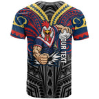 Custom Sydney Roosters T Shirt Roosters Warrior Polynesia Islander Rugby Mascot