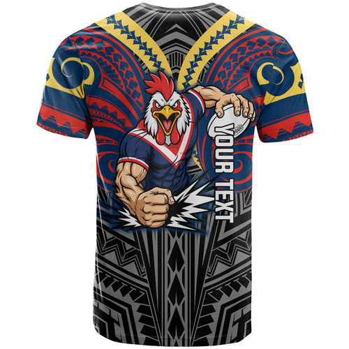 Custom Sydney Roosters T Shirt Roosters Warrior Polynesia Islander Rugby Mascot