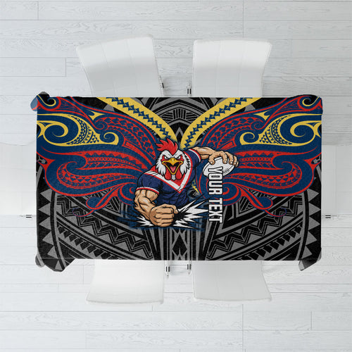 Custom Sydney Roosters Tablecloth Roosters Warrior Polynesia Islander Rugby Mascot