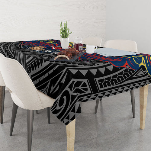 Custom Sydney Roosters Tablecloth Roosters Warrior Polynesia Islander Rugby Mascot