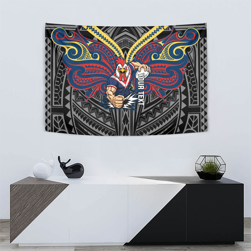 Custom Sydney Roosters Tapestry Roosters Warrior Polynesia Islander Rugby Mascot