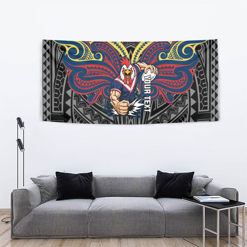 Custom Sydney Roosters Tapestry Roosters Warrior Polynesia Islander Rugby Mascot