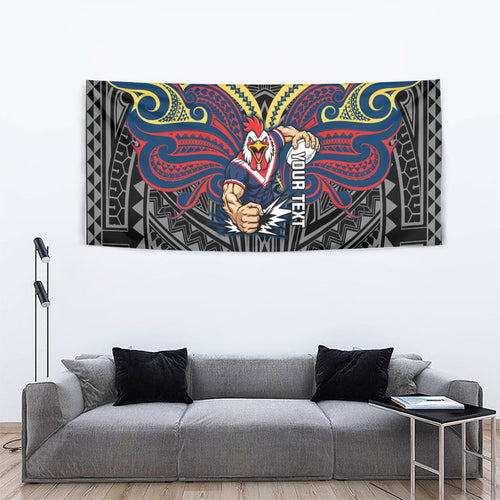 Custom Sydney Roosters Tapestry Roosters Warrior Polynesia Islander Rugby Mascot