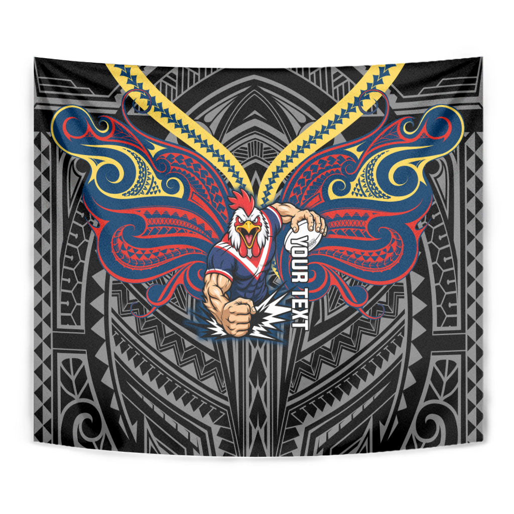 Custom Sydney Roosters Tapestry Roosters Warrior Polynesia Islander Rugby Mascot