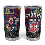 Custom Sydney Roosters Tumbler Cup Roosters Warrior Polynesia Islander Rugby Mascot