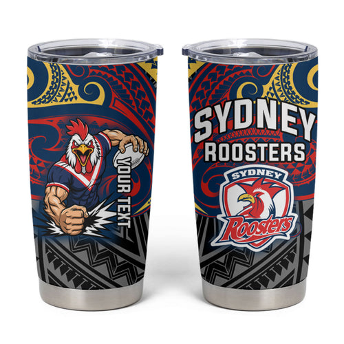 Custom Sydney Roosters Tumbler Cup Roosters Warrior Polynesia Islander Rugby Mascot
