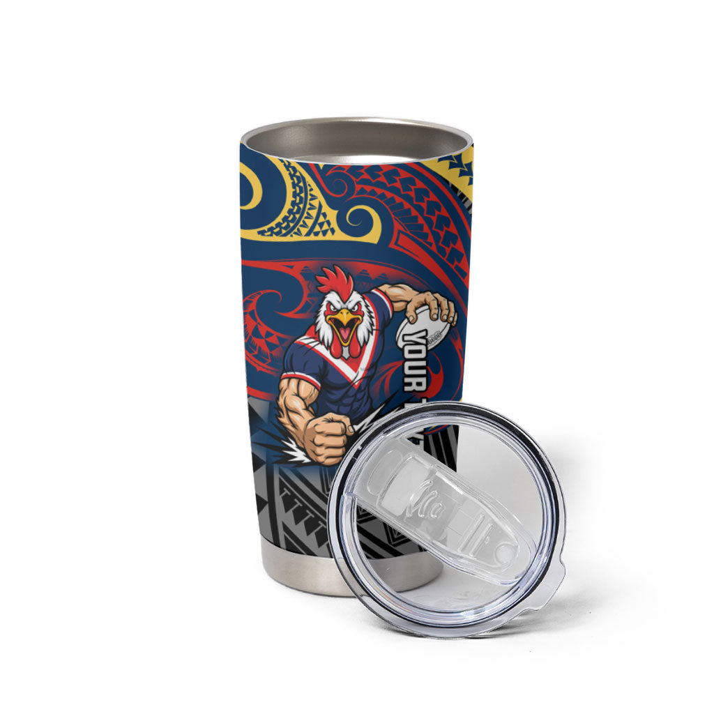 Custom Sydney Roosters Tumbler Cup Roosters Warrior Polynesia Islander Rugby Mascot