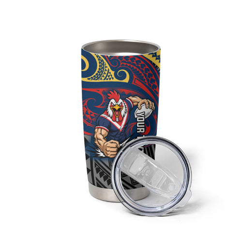 Custom Sydney Roosters Tumbler Cup Roosters Warrior Polynesia Islander Rugby Mascot