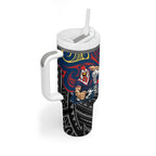 Custom Sydney Roosters Tumbler With Handle Roosters Warrior Polynesia Islander Rugby Mascot
