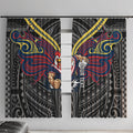 Custom Sydney Roosters Window Curtain Roosters Warrior Polynesia Islander Rugby Mascot