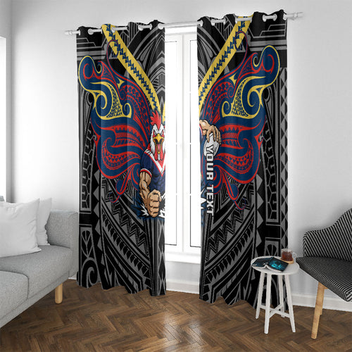Custom Sydney Roosters Window Curtain Roosters Warrior Polynesia Islander Rugby Mascot