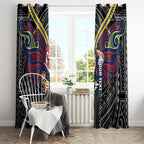 Custom Sydney Roosters Window Curtain Roosters Warrior Polynesia Islander Rugby Mascot