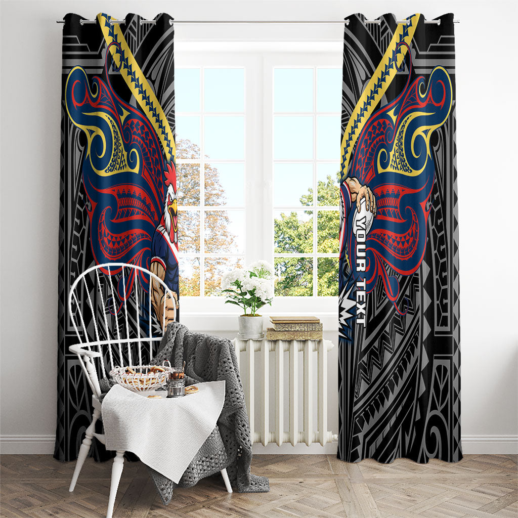Custom Sydney Roosters Window Curtain Roosters Warrior Polynesia Islander Rugby Mascot