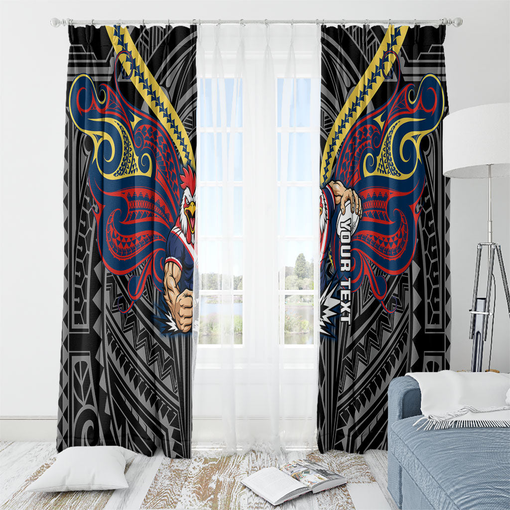 Custom Sydney Roosters Window Curtain Roosters Warrior Polynesia Islander Rugby Mascot