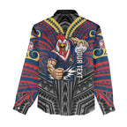 Custom Sydney Roosters Women Casual Shirt Roosters Warrior Polynesia Islander Rugby Mascot