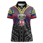 Custom Sydney Roosters Women Polo Shirt Roosters Warrior Polynesia Islander Rugby Mascot