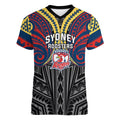 Custom Sydney Roosters Women V-Neck T-Shirt Roosters Warrior Polynesia Islander Rugby Mascot