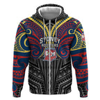 Custom Sydney Roosters Zip Hoodie Roosters Warrior Polynesia Islander Rugby Mascot