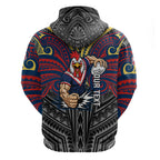 Custom Sydney Roosters Zip Hoodie Roosters Warrior Polynesia Islander Rugby Mascot