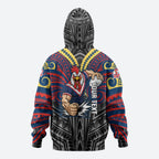 Custom Sydney Roosters Zip Hoodie Roosters Warrior Polynesia Islander Rugby Mascot