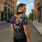 Custom Sydney Roosters Zipper Polo Shirt Roosters Warrior Polynesia Islander Rugby Mascot