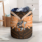 Custom Wests Tigers Laundry Basket TigerWarrior Polynesia Islander Rugby Mascot