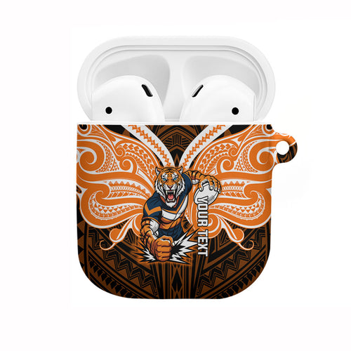 Custom Wests Tigers AirPods Case TigerWarrior Polynesia Islander Rugby Mascot