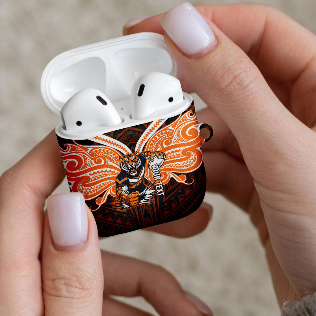 Custom Wests Tigers AirPods Case TigerWarrior Polynesia Islander Rugby Mascot