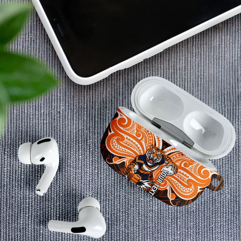Custom Wests Tigers AirPods Case TigerWarrior Polynesia Islander Rugby Mascot