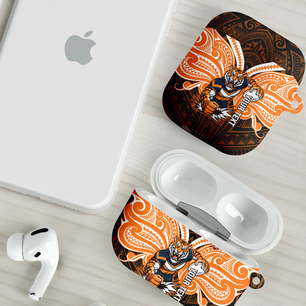 Custom Wests Tigers AirPods Case TigerWarrior Polynesia Islander Rugby Mascot
