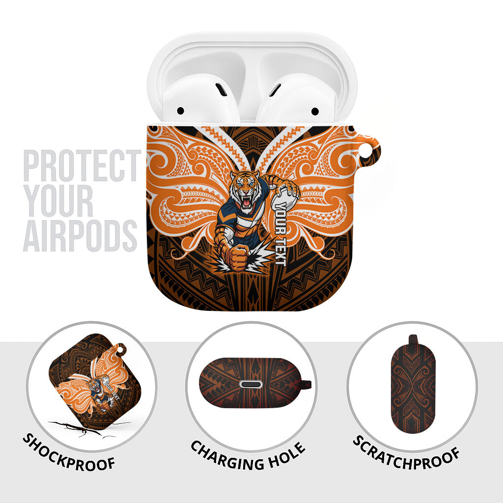 Custom Wests Tigers AirPods Case TigerWarrior Polynesia Islander Rugby Mascot
