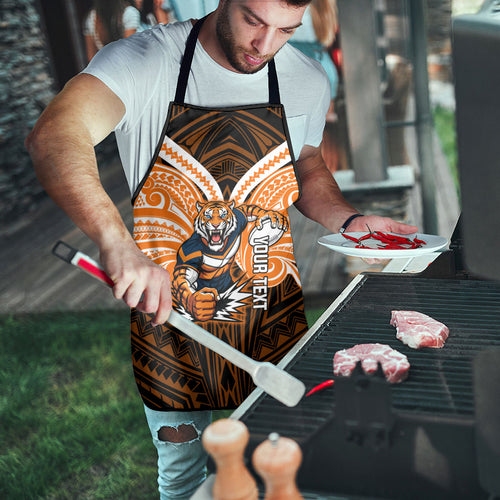 Custom Wests Tigers Apron TigerWarrior Polynesia Islander Rugby Mascot