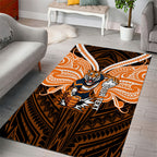 Custom Wests Tigers Area Rug TigerWarrior Polynesia Islander Rugby Mascot