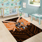 Custom Wests Tigers Area Rug TigerWarrior Polynesia Islander Rugby Mascot