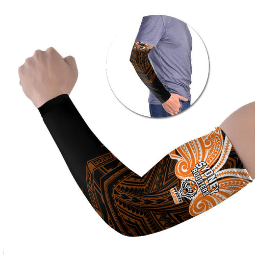 Custom Wests Tigers Arm Sleeves TigerWarrior Polynesia Islander Rugby Mascot