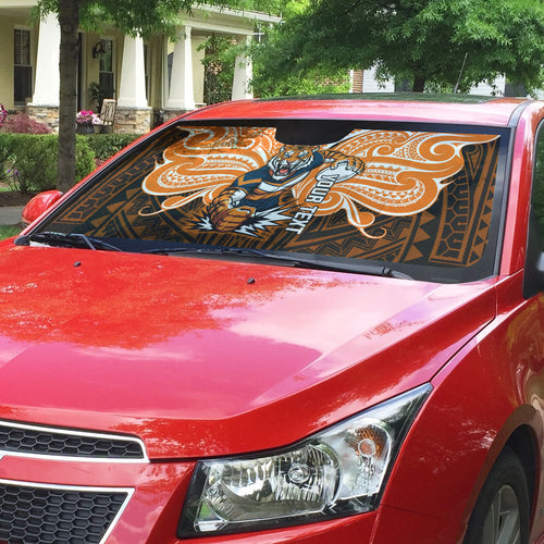 Custom Wests Tigers Auto Sun Shade TigerWarrior Polynesia Islander Rugby Mascot