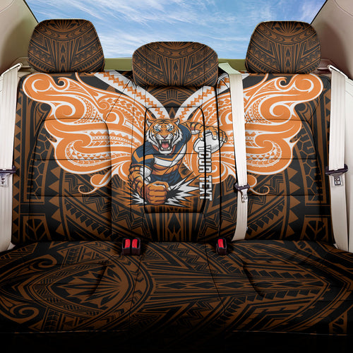 Custom Wests Tigers Back Car Seat Cover TigerWarrior Polynesia Islander Rugby Mascot